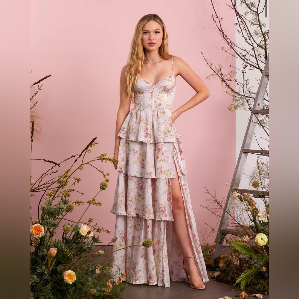 VChapman Caterina Dress in Pink Rose print